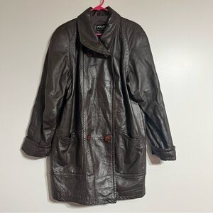 Women’s Vintage Pelle New York Milano Brown Leather Jacket Coat Size Large